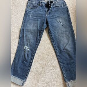 Kut from the Kloth Amy Cropped Blue Distressed Jeans, Size 6
